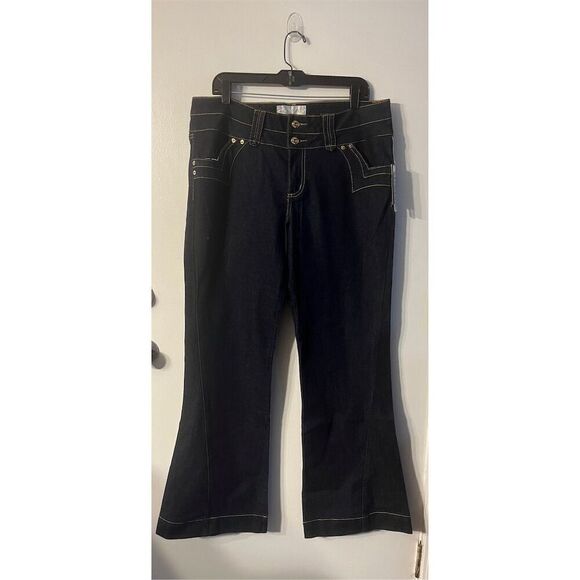 Baby Phat Women's Blue Embellished Bootcut Jeans Stretch Size 18 Embroidery NWT - Picture 1 of 8